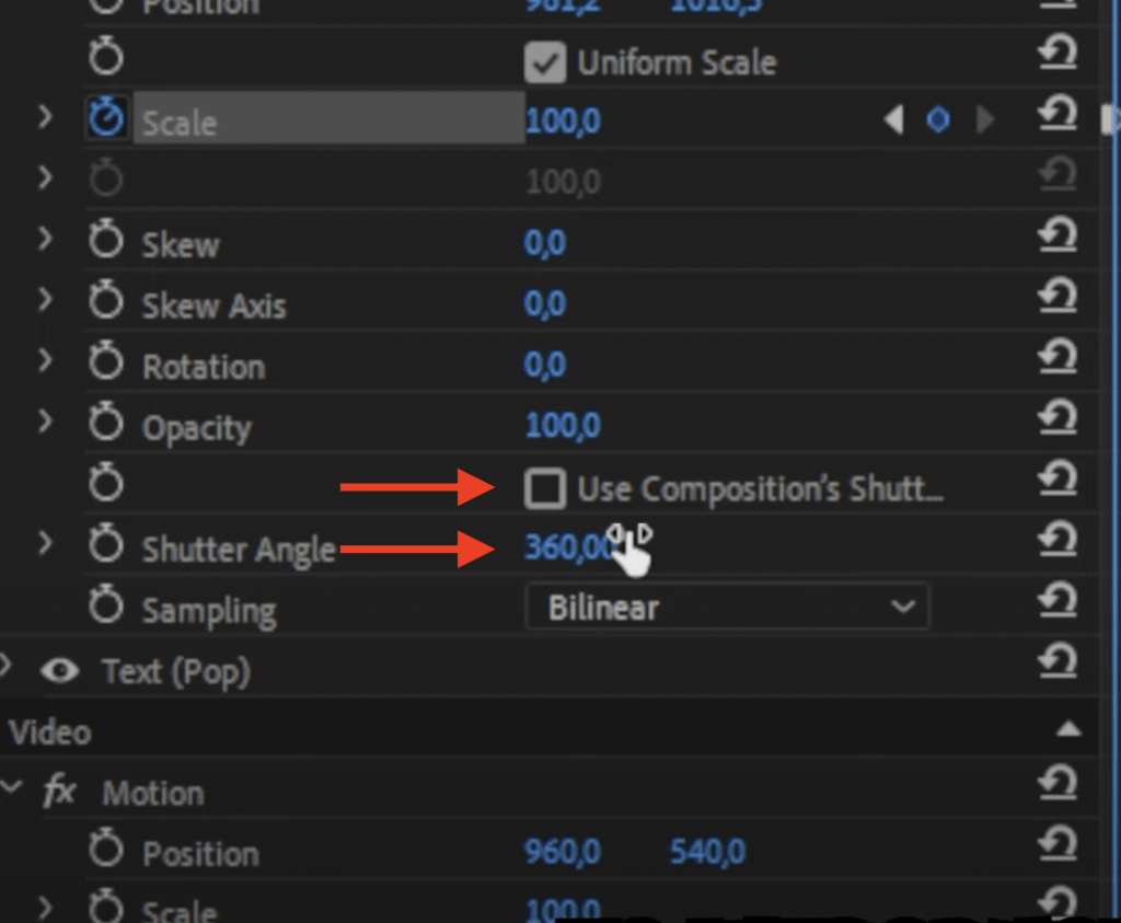 Shutter Angle keyframe